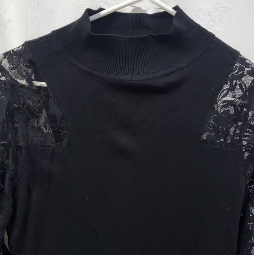 INC International Concepts Womens Black Lace Whimsygoth Witchy Romantic Top Lg - Picture 6 of 8